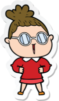 Aufkleber einer Cartoon-Frau mit Brille png