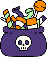 cartoon of a halloween candy bag full of treats png