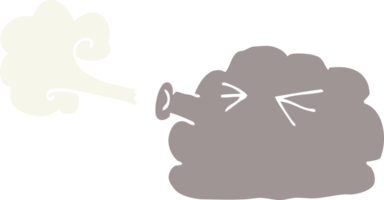 cartoon doodle cloud blowing a gale png