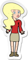 sticker of a cartoon woman shrugging shoulders png