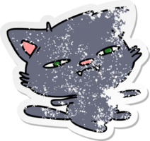 hand drawn distressed sticker cartoon of cute kawaii cat png