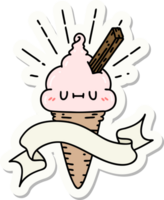 sticker of a tattoo style ice cream character png