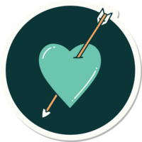 sticker of tattoo in traditional style of an arrow and heart png