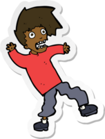 sticker of a cartoon terrified man png