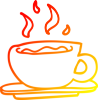 warm gradient line drawing of a cartoon coffee cup png