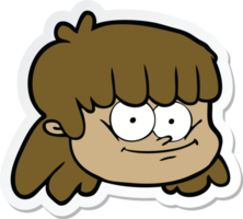 pegatina de un rostro femenino de dibujos animados png