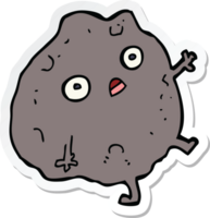 sticker of a cartoon rock falling png