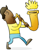 cartoon man blaast saxofoon png