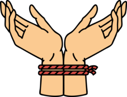 tattoo in traditional style of a pair of tied hands png