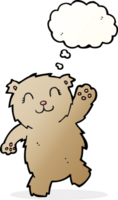 cartoon waving teddy bear with thought bubble png