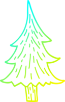 cold gradient line drawing of a cartoon pine trees png