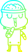 cold gradient line drawing of a happy cartoon robot png
