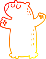 warm gradient line drawing of a cartoon bear standing png