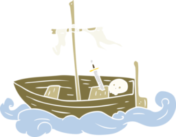 vieux bateau de dessin animé de style couleur plat png