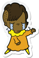 pegatina de una niña llorando de dibujos animados png