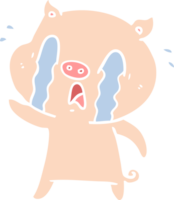 dessin animé de style plat couleur cochon qui pleure png