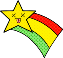 comic book style cartoon of a shooting rainbow star png