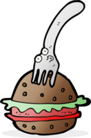fourchette et burger de dessin animé png