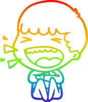 rainbow gradient line drawing of a cartoon laughing man png