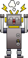 gradient shaded cartoon of a malfunctioning robot png