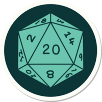 sticker of tattoo in traditional style of a d20 dice png