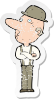 Retro-Distressed-Aufkleber eines Cartoon-Mannes mit Hut png