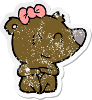 nödställda klistermärke av en kvinnlig björn tecknad png