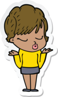 sticker of a cartoon woman with eyes shut png