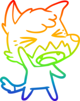 rainbow gradient line drawing of a angry cartoon fox png