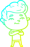 cold gradient line drawing of a happy cartoon man png