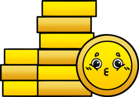 gradient shaded cartoon of a coins png