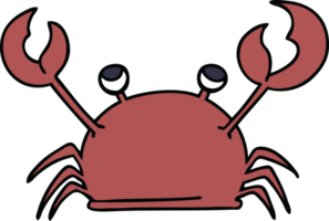 hand drawn quirky cartoon happy crab png