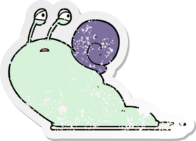 distressed sticker of a cartoon slug png