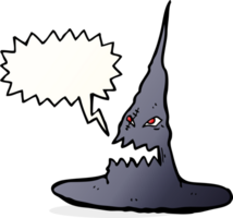 sombrero de brujas espeluznante de dibujos animados con burbujas de discurso png