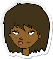 sticker of a cartoon smiling woman png