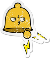 distressed sticker of a cute cartoon ringing bell png