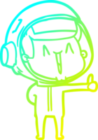 cold gradient line drawing of a happy cartoon astronaut png