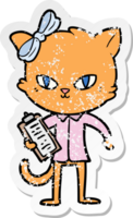 distressed sticker of a cute cartoon cat png