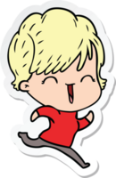 sticker of a cartoon laughing woman png