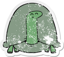 distressed sticker of a cartoon tortoise png