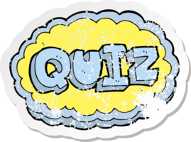 retro distressed sticker of a cartoon quiz sign png