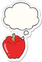 cartoon pepper with thought bubble as a printed sticker png