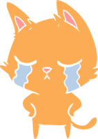 crying flat color style cartoon cat png