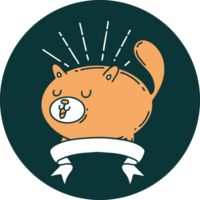 icon of a tattoo style happy cat png