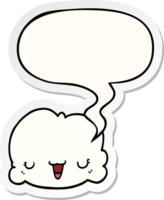 cute cartoon cloud with speech bubble sticker png