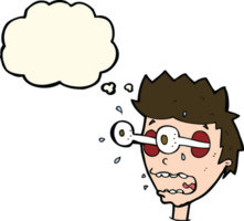 cartoon surprised man with eyes popping out with thought bubble png