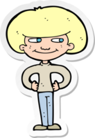 sticker of a cartoon boy with hands on hips png
