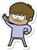 sticker of a annoyed cartoon boy png