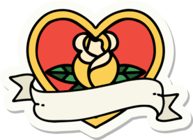 adesivo de tatuagem em estilo tradicional de um coração rosa e banner png