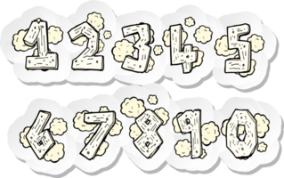 sticker van een cartoon houten cijfers png